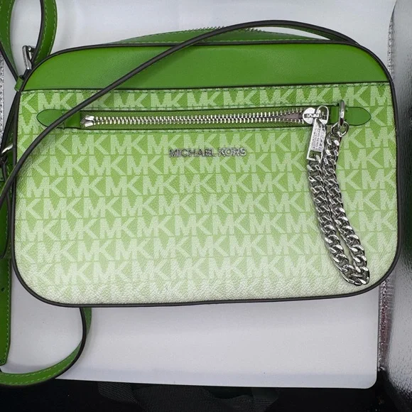 Michael Kors Lime Green MK Logo Crossbody Bag - Picture 4 of 5